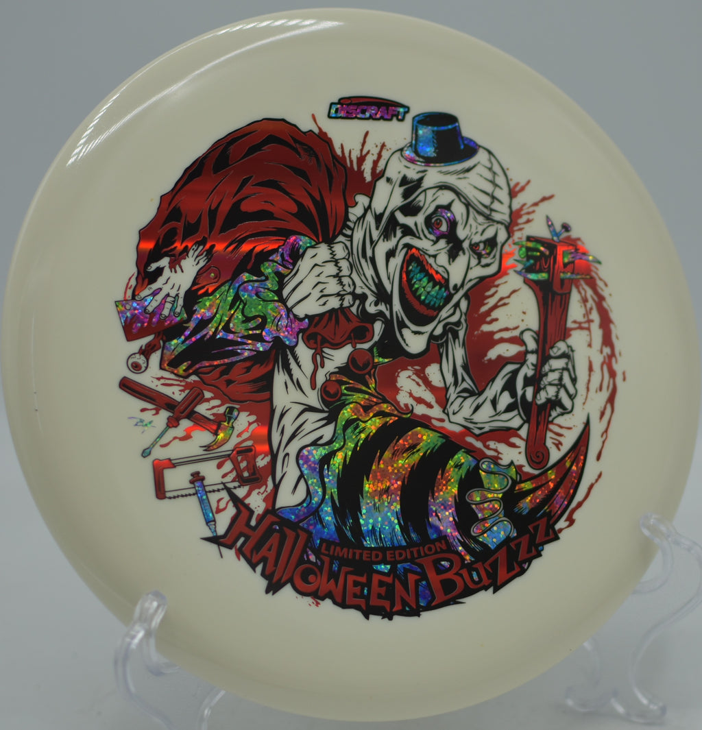 Limited Halloween 2025 Glo Triple Stamped Buzzz soaring on a straight line at Tyler State Park Blue Course in Newtown, Pennsylvania.