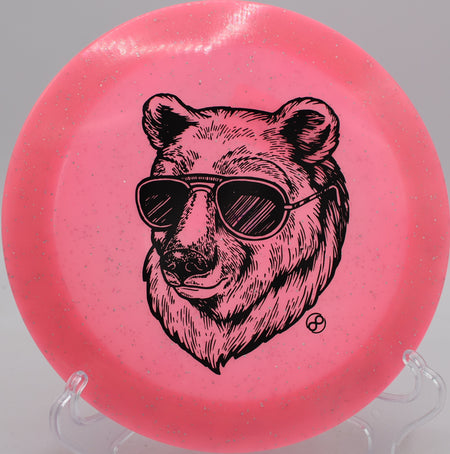 Infinite Discs X-Out Pharaoh Metal Flake Glow C-Blend high-speed driver fading strong at Hornets Nest Disc Golf Course in Charlotte, North Carolina.