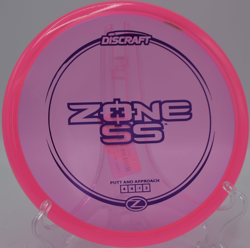Discraft Z Zone SS touch approach landing flat at Smugglers’ Notch Disc Golf Center in Jeffersonville, Vermont.