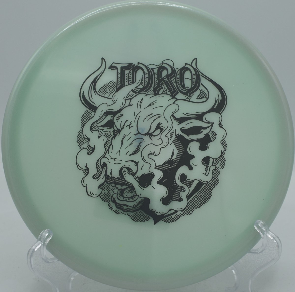 Classic Glow Champion Toro (Artist's Corner) forehand disc used in North Carolina