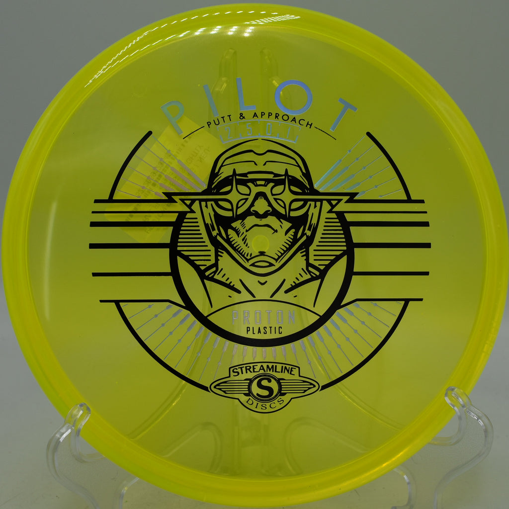 Proton Pilot held on a smooth hyzer putt at Tyler State Park Disc Golf Course in Newtown, Pennsylvania.