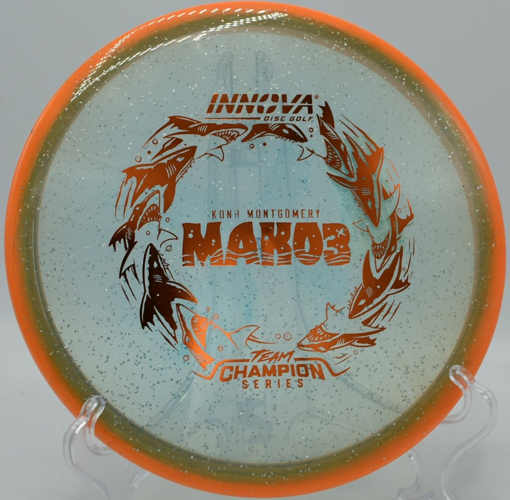 Metalflake Halo Champion Mako3 showcased at Hornets Nest Disc Golf Course in Charlotte, North Carolina, ideal for shaping lines through wooded disc golf fairways
