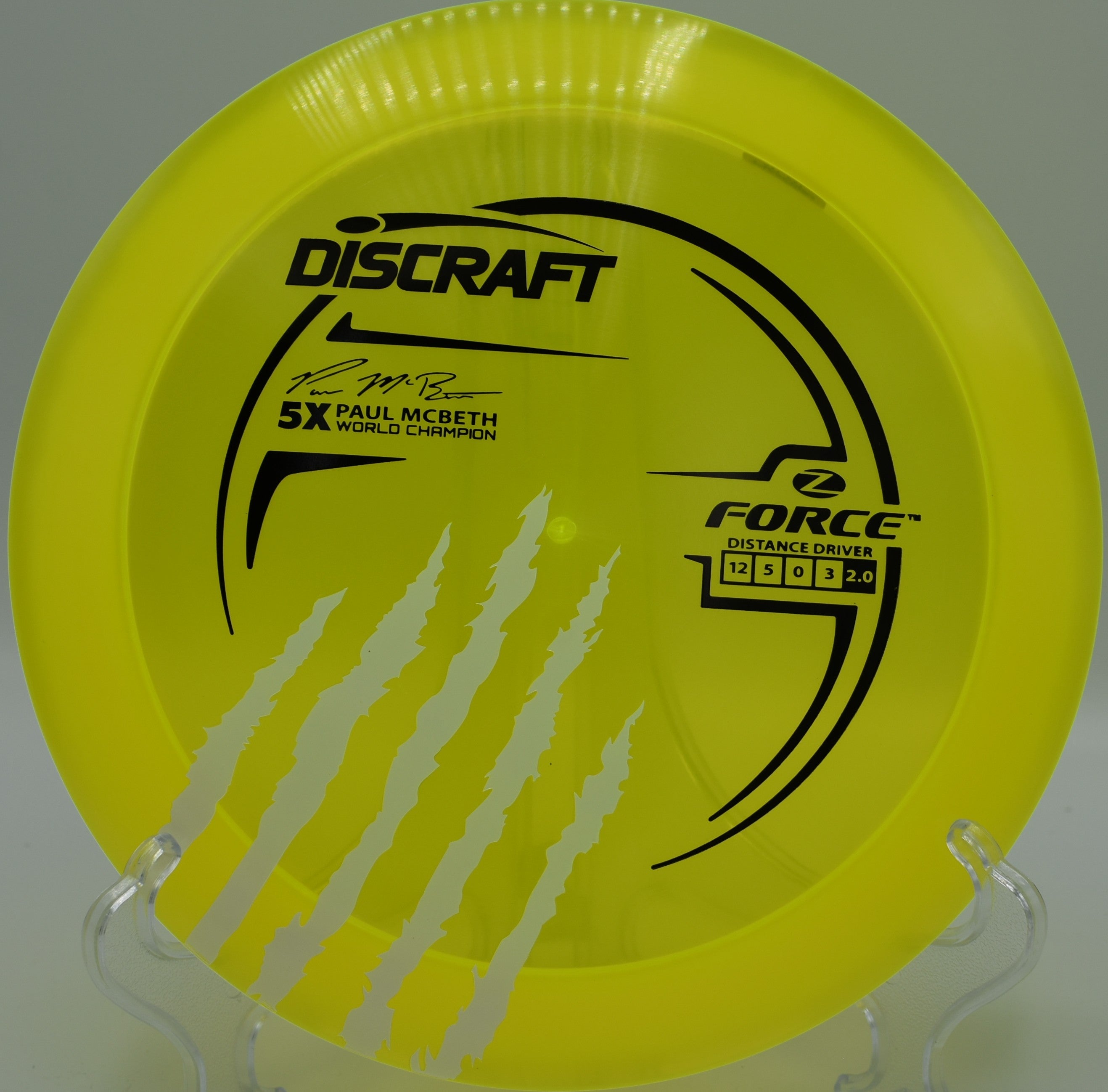 Discraft 5x Claw Force displayed at White Birch DGC, Hazel Green WI for elite power throws and wind-fighting stability
