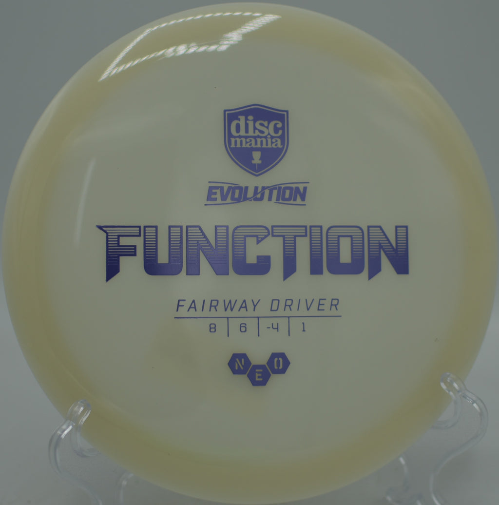 Neo Function Discmania versatile control driver flying clean through tree gaps at Osage Grove Disc Golf Course in Goshen, Ohio.