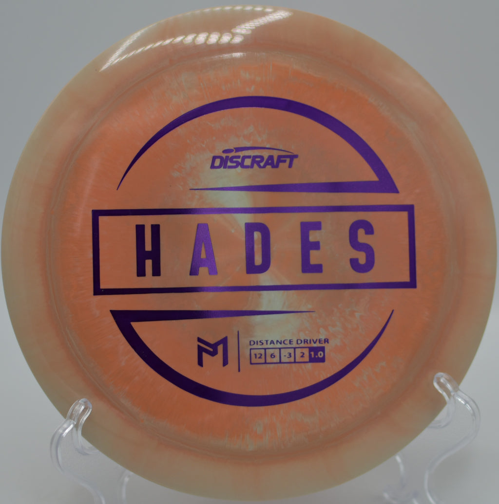 Player crushing a full-power drive with the McBeth ESP Hades at Northgate Disc Golf Course in Reno, Nevada.