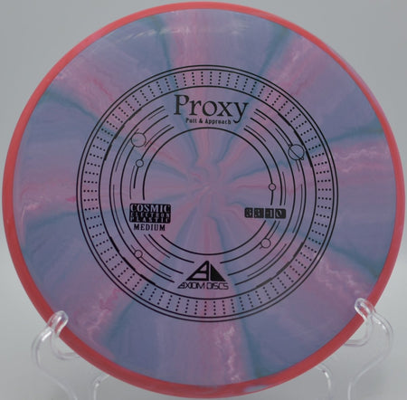 Axiom Cosmic Electron Proxy showing minimal fade on a straight putt through calm conditions at Maple Hill Disc Golf Course in Leicester, Massachusetts