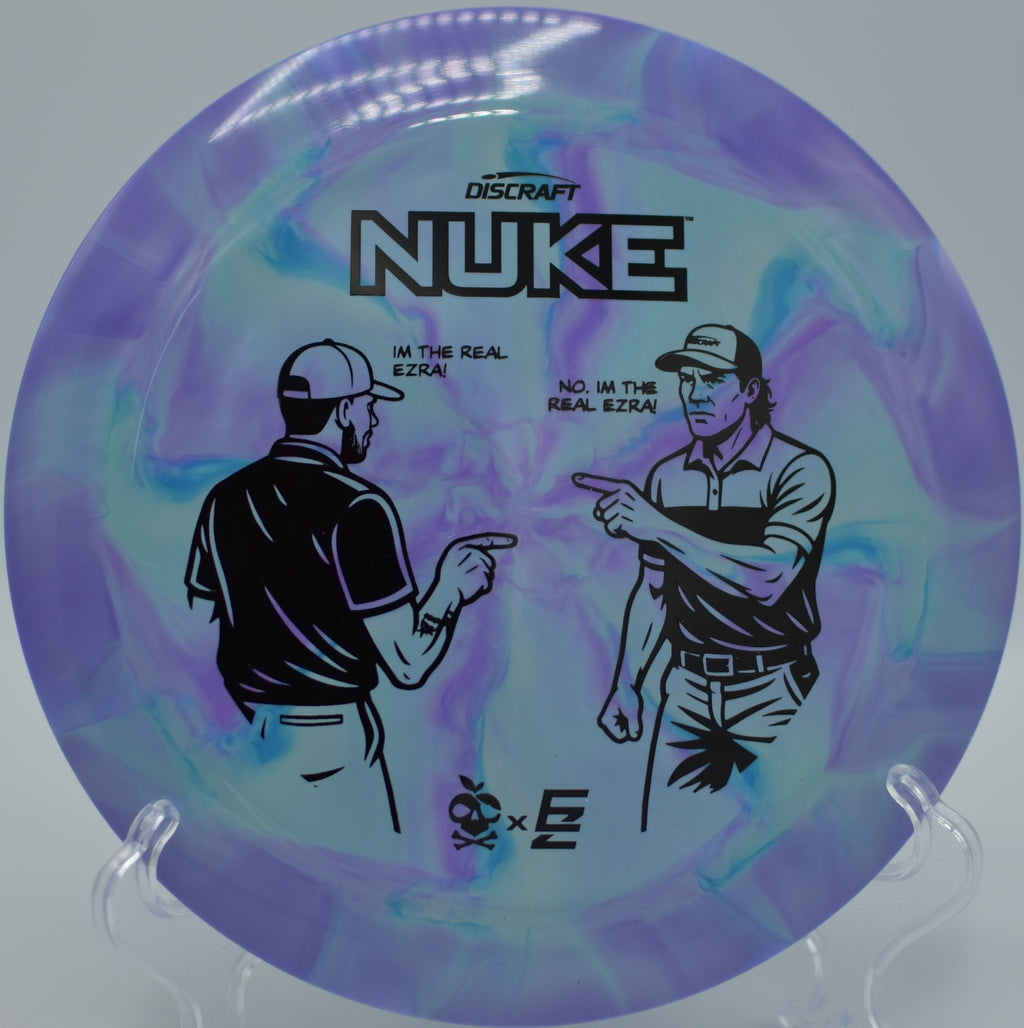 ESP Nuke Collaboration by Ezra Aderhold & Robinson brothers soaring over the fairway at Blue Ribbon Pines Disc Golf Course in East Bethel, Minnesota.
