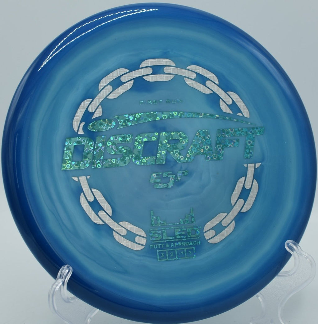 Discraft First Run ESP Sled smooth hyzer placement shot at Middle Creek Disc Golf Course in Lititz, Pennsylvania