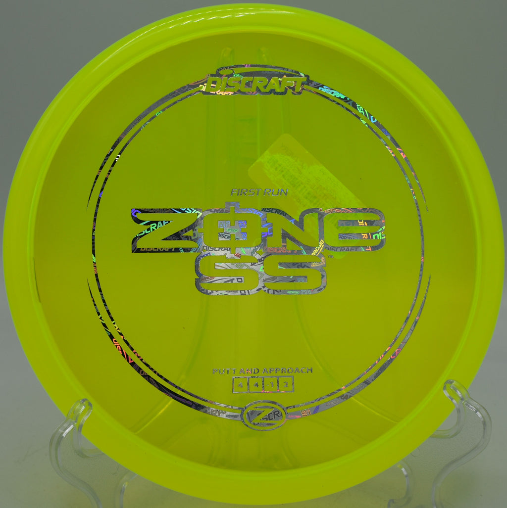 Zone SS Z First Run disc settling next to pin at Rolling Hills DGC in Ypsilanti, MI