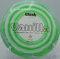 Steady Vanilla flying on a buttery hyzer-flip, turning slightly before fading cleanly at Maple Hill Disc Golf Course.

