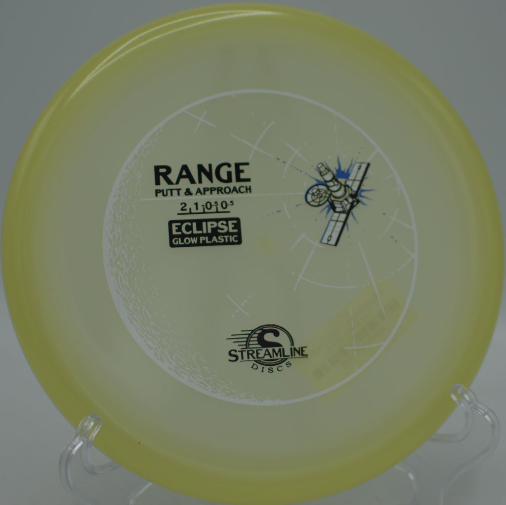 Streamline Eclipse Glow Range on a technical standstill shot at Blue Ribbon Pines Disc Golf Course in East Bethel, Minnesota.