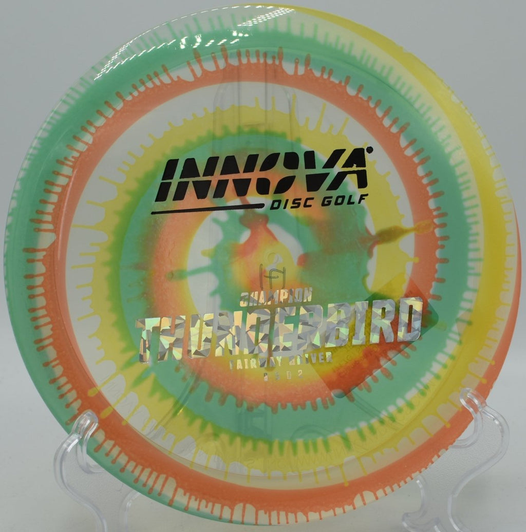 Innova Champion I-Dye Thunderbird displayed at Harmony Bends DGC, Columbia MO for placement drives