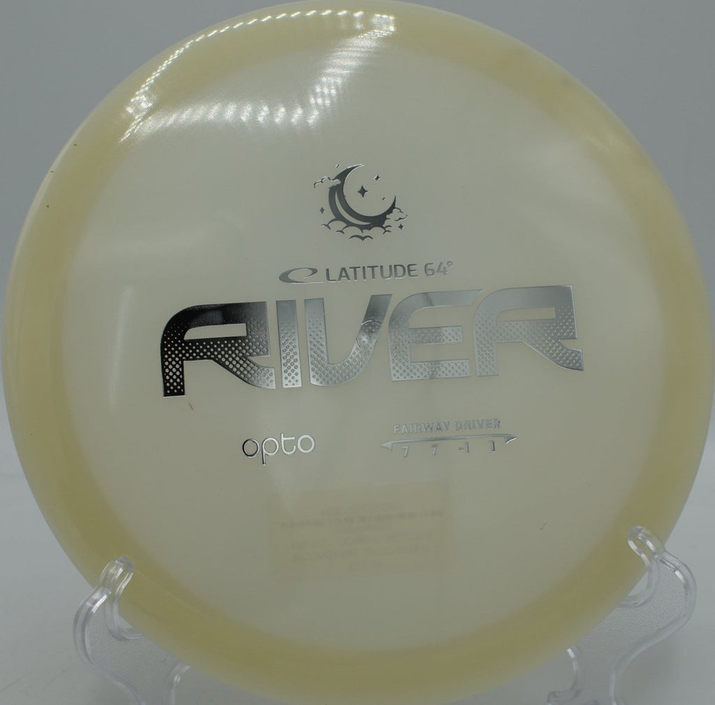 Latitude 64 Moonshine Opto River glowing fairway driver delivering clean release at Golden Gate Park Disc Golf Course California