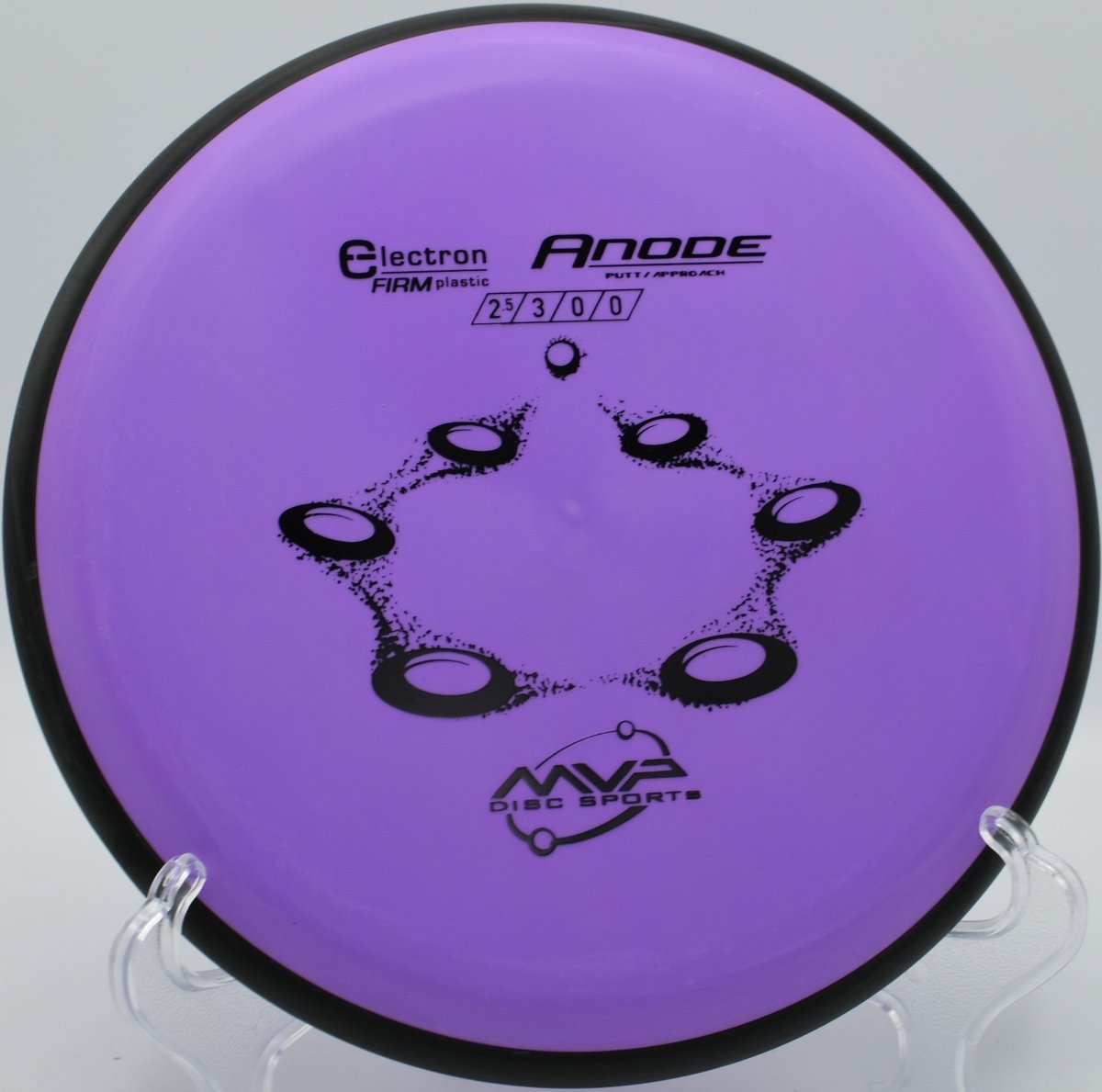 MVP Electron Firm Anode putter staged for a spin putt on the green at Dry Creek Disc Golf Course in Cheyenne, Wyoming