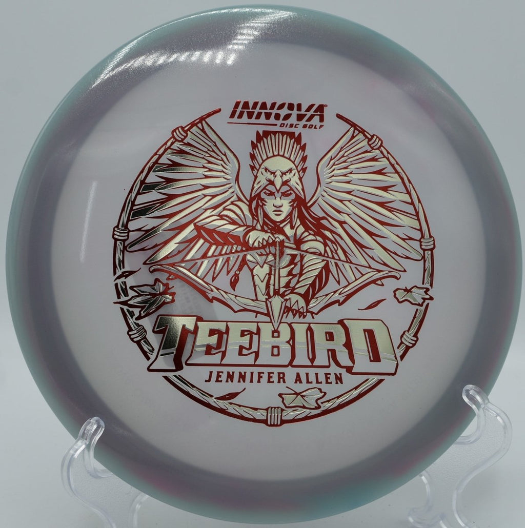 Jen Allen Proto Glow TeeBird headwind fairway rip with clean finish at Sandy Point DGC in WI