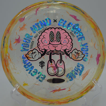 Breaker Vessel gliding with steady fade under clear skies at Winton Woods Disc Golf Course in Cincinnati, Ohio.