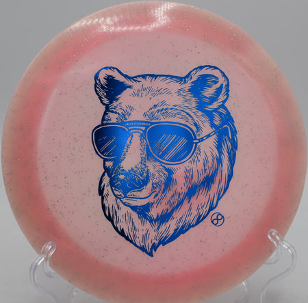 Metal Flake Glow C-Blend X-Out Pharaoh Infinite Discs distance driver trusted for max distance at Moraine State Park Disc Golf Course in Portersville, Pennsylvania.