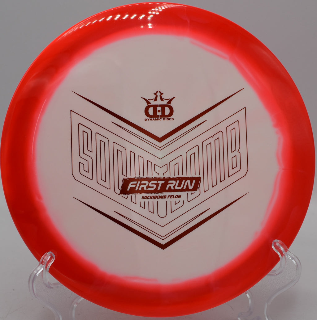Sockibomb Felon Supreme Orbit First Run Dynamic Discs disc carving forehand lines at Moraine State Park Disc Golf Course in Portersville, Pennsylvania.