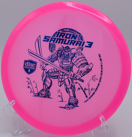 Discmania Iron Samurai 3 slicing through a wooded fairway at Fort Steilacoom Disc Golf Course, Lakewood, Washington.