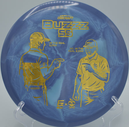 Ezra Aderhold & Robinson ESP Buzzz SS resting beside the cage after a smooth midrange drive at Idlewild Disc Golf Course in Burlington, Kentucky.