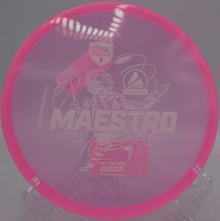 Clear Premium Maestro midrange finishing with gentle fade at Morley Field Disc Golf Course in San Diego, California.