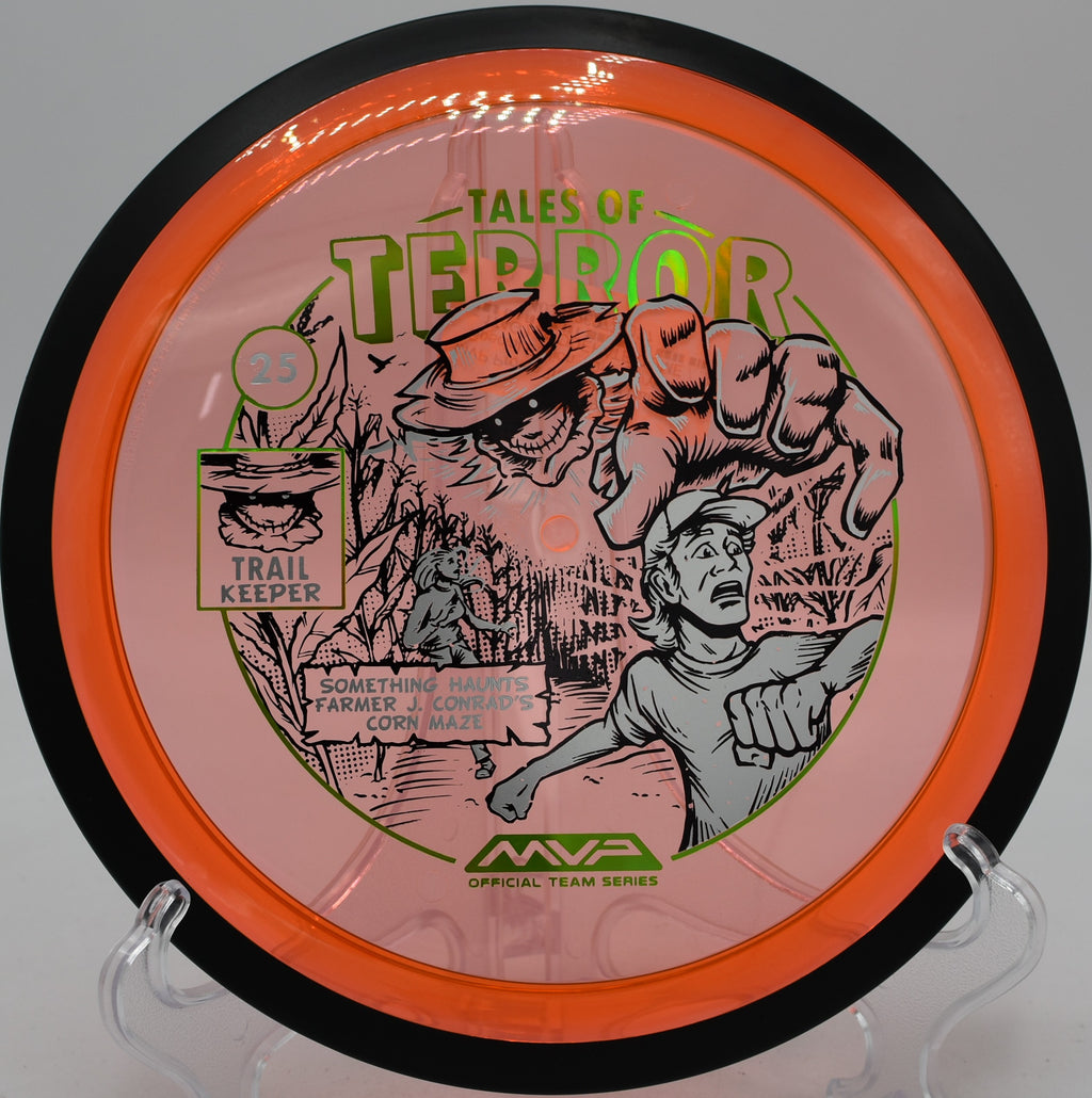 Proton Trail 2025 Halloween disc sailing along a hyzer flip line at Deer Lakes Park, Tarentum, PA.