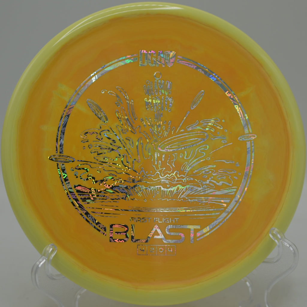 First Flight Swirl Blast in ProLine plastic finishing strong at Morley Field Disc Golf Course in San Diego, California.