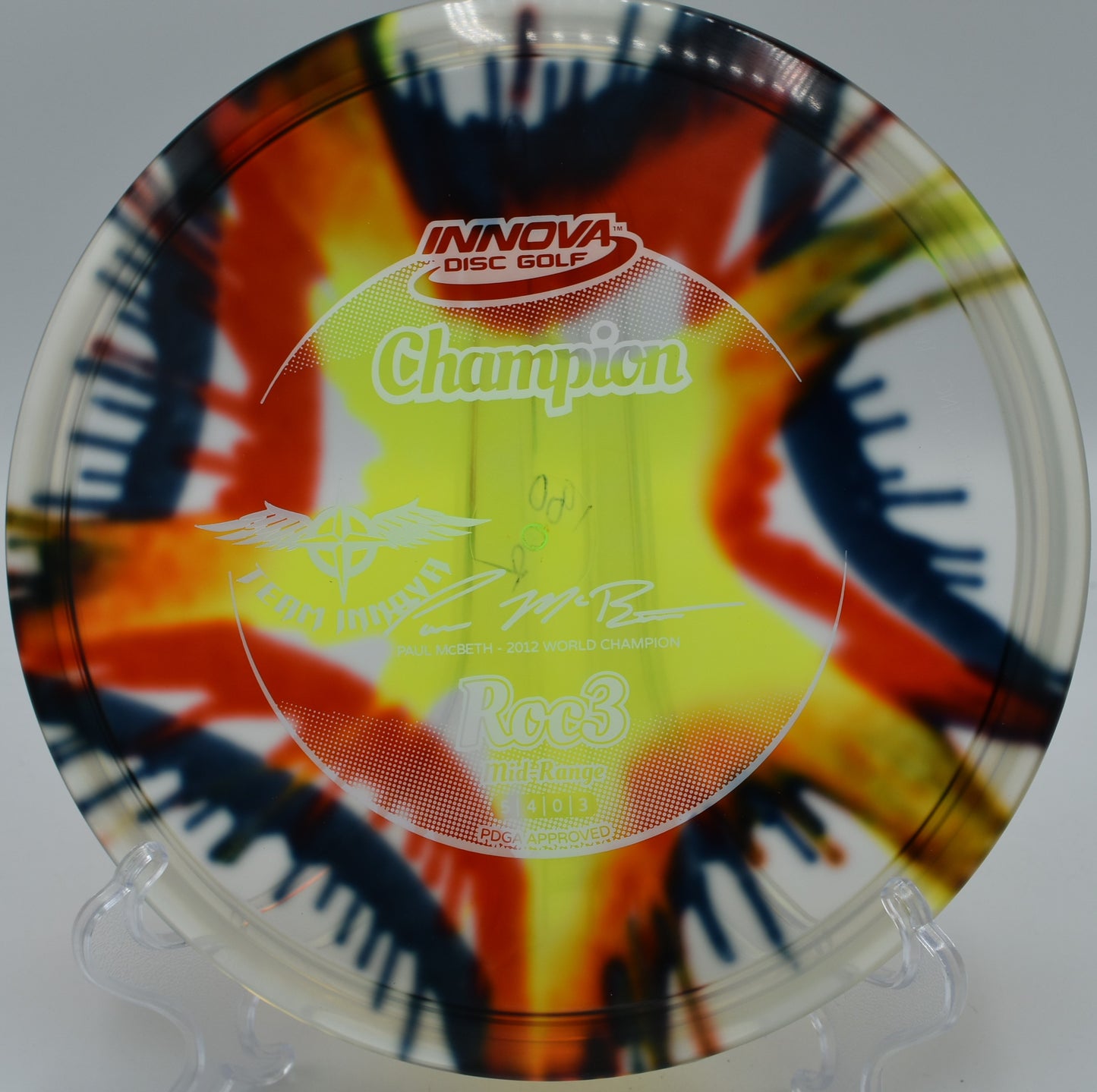 Rare INNOVA TEAM STAMP CHAMPION ROC3 (1X PAUL MCBETH) with 1X Paul McBeth signature, ideal for disc golf fans, available nationwide and in Boston, MA.