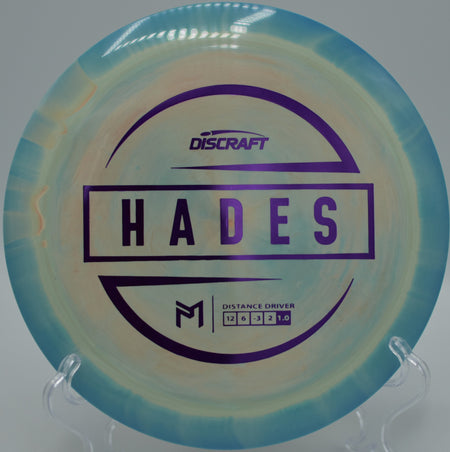 Paul McBeth Signature ESP Hades soaring under clear desert skies at Fox Hill Disc Golf Course in Sparks, Nevada.