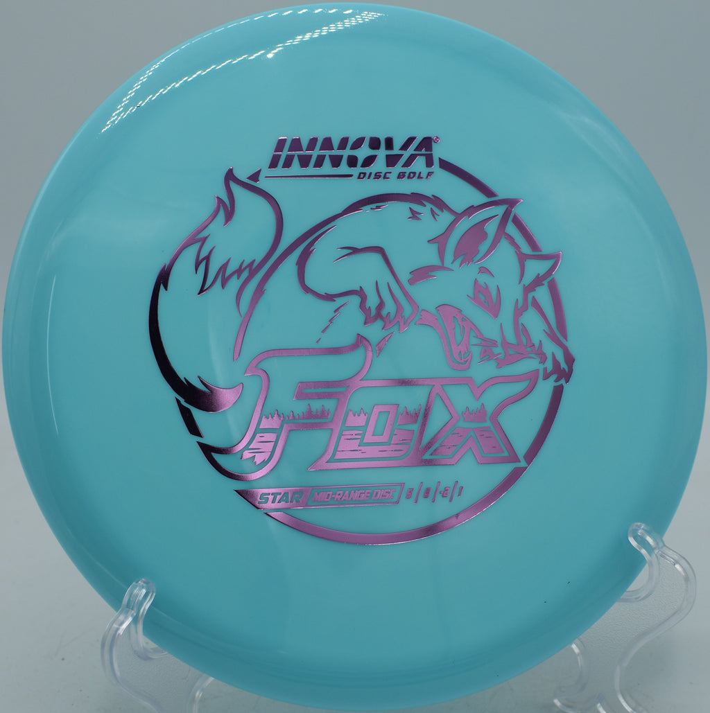 Star Fox Innova midrange landing softly near the basket at Sabattus Disc Golf Course in Sabattus, Maine.