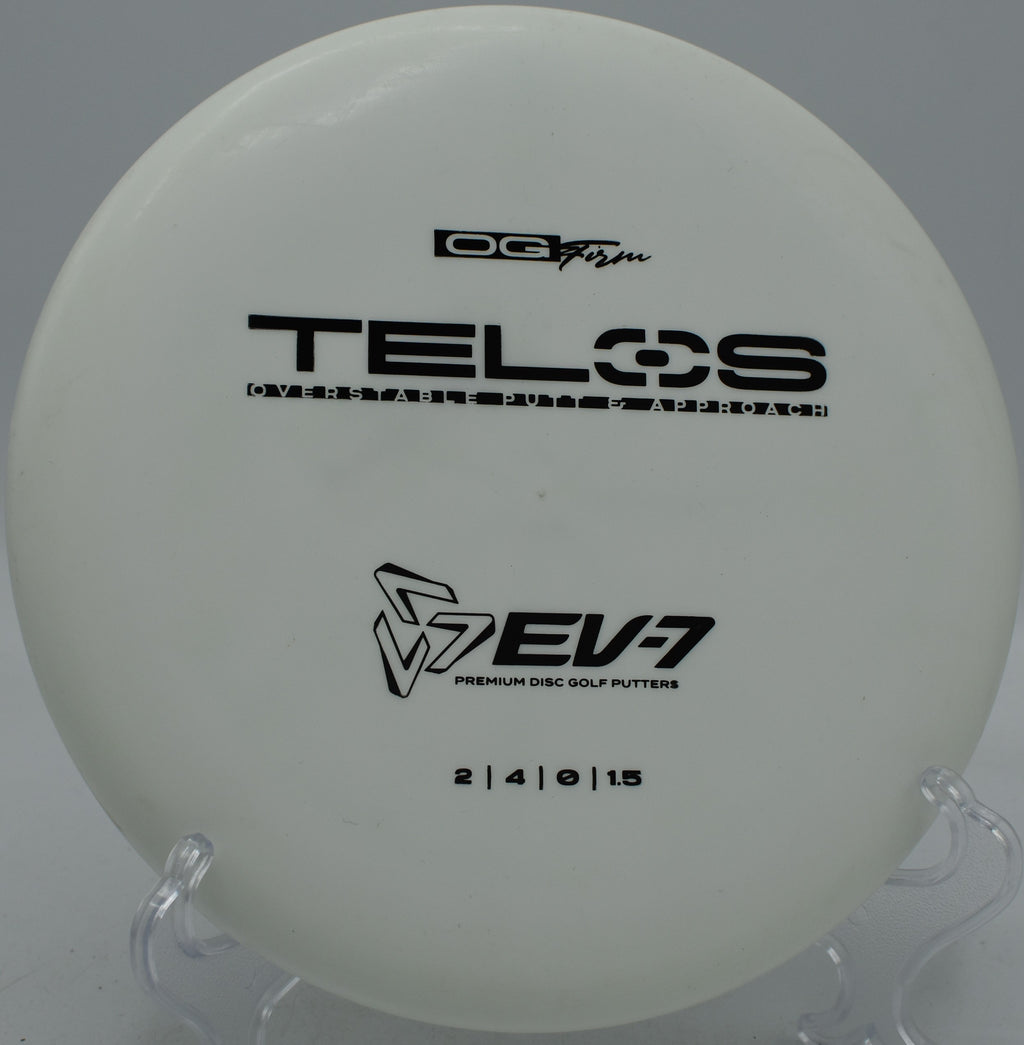 Telos EV-7 reliable putter used for a controlled approach shot at Idlewild Disc Golf Course in Burlington, Kentucky.