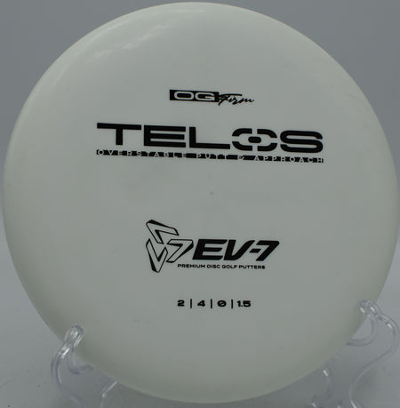 Telos EV-7 reliable putter used for a controlled approach shot at Idlewild Disc Golf Course in Burlington, Kentucky.
