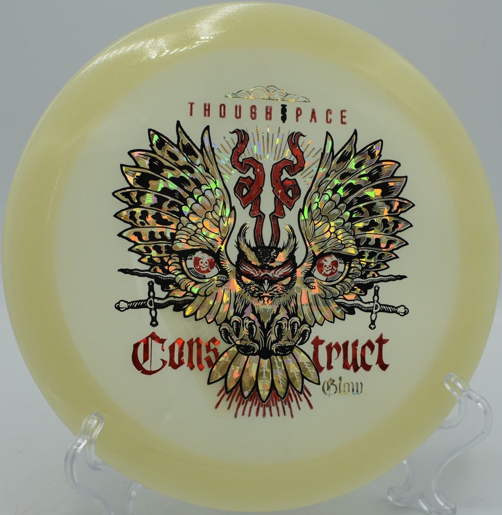 Thought Space Construct distance line through open fairway at Trophy Club Disc Golf Course in Trophy Club, Texas