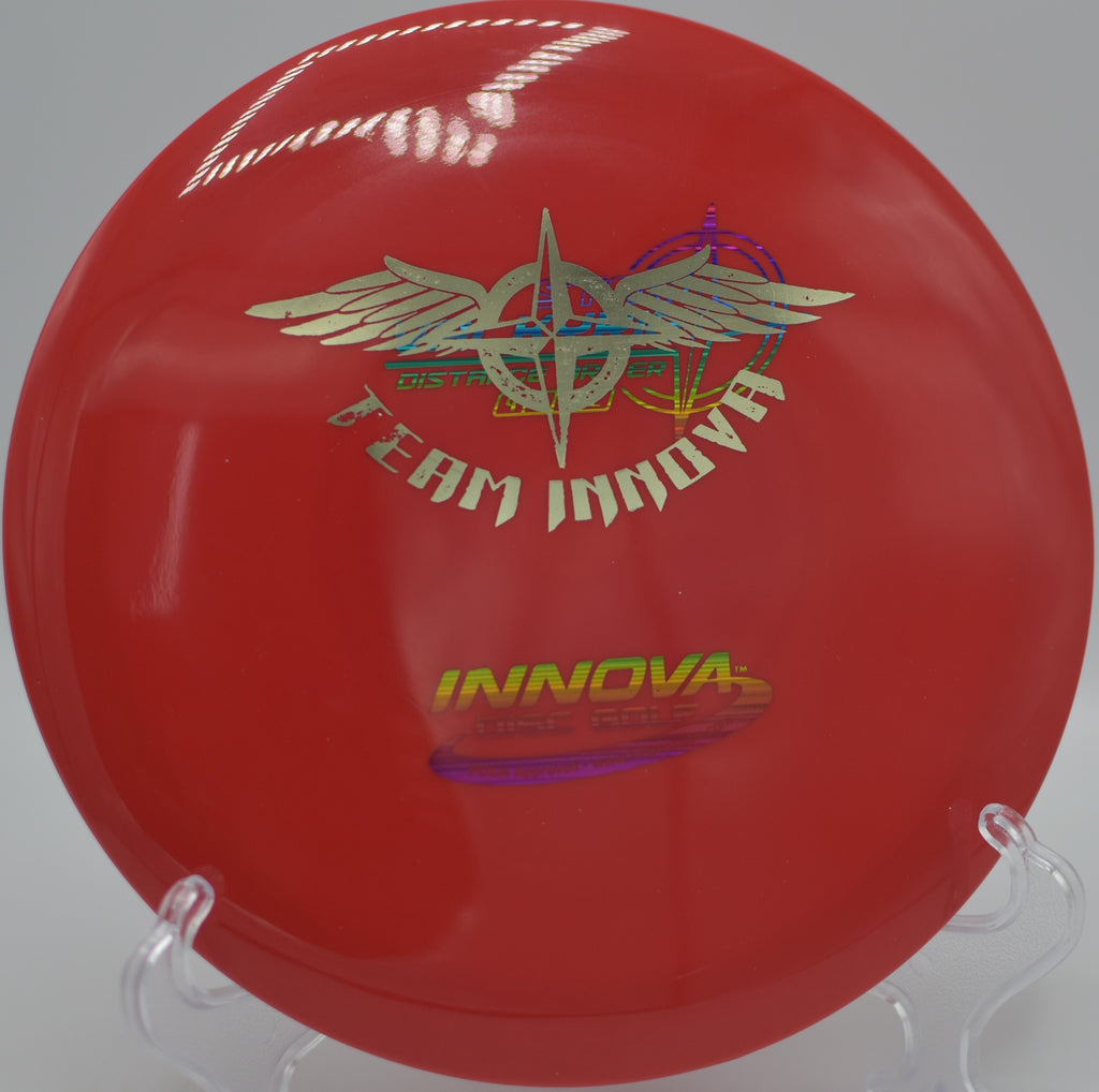 Innova Star Valkyrie (Team Stamp) soaring on a long turnover drive at Tom Brown Park Disc Golf Course in Tallahassee, Florida.
