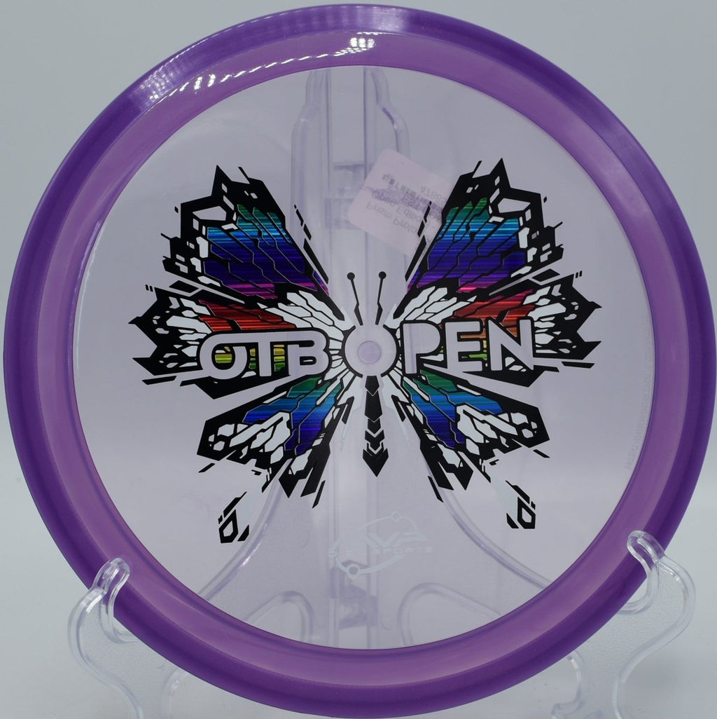 MVP Insanity Soft Prism Proton long turnover carry at Caliber Disc Golf Course in Sandpoint, Idaho