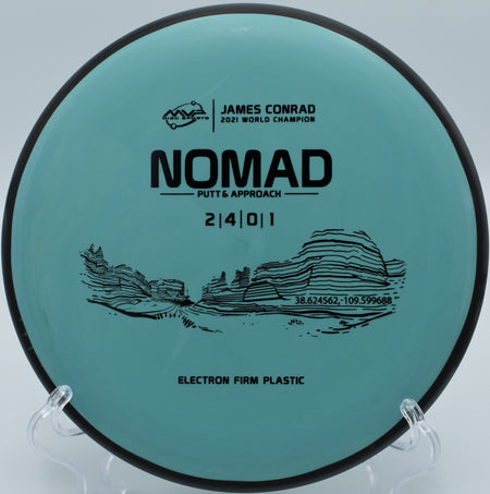 Dependable fade on a firm Nomad throw at Trophy Club Disc Golf Course in Trophy Club, Texas.

