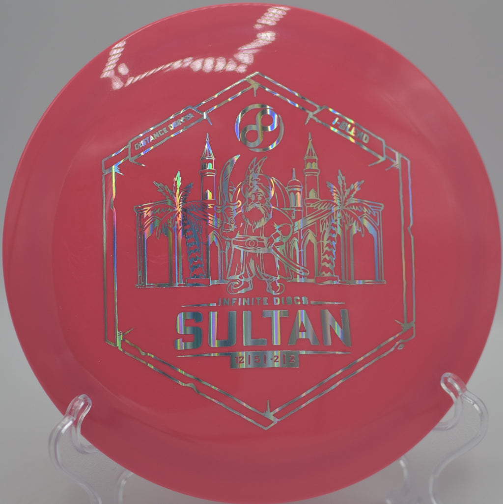 I-Blend Sultan smashing a downhill bomb at Blue Ribbon Pines DGC in East Bethel, MN, maximizing glide with a clean high-speed turn.