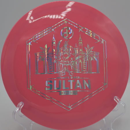 I-Blend Sultan smashing a downhill bomb at Blue Ribbon Pines DGC in East Bethel, MN, maximizing glide with a clean high-speed turn.