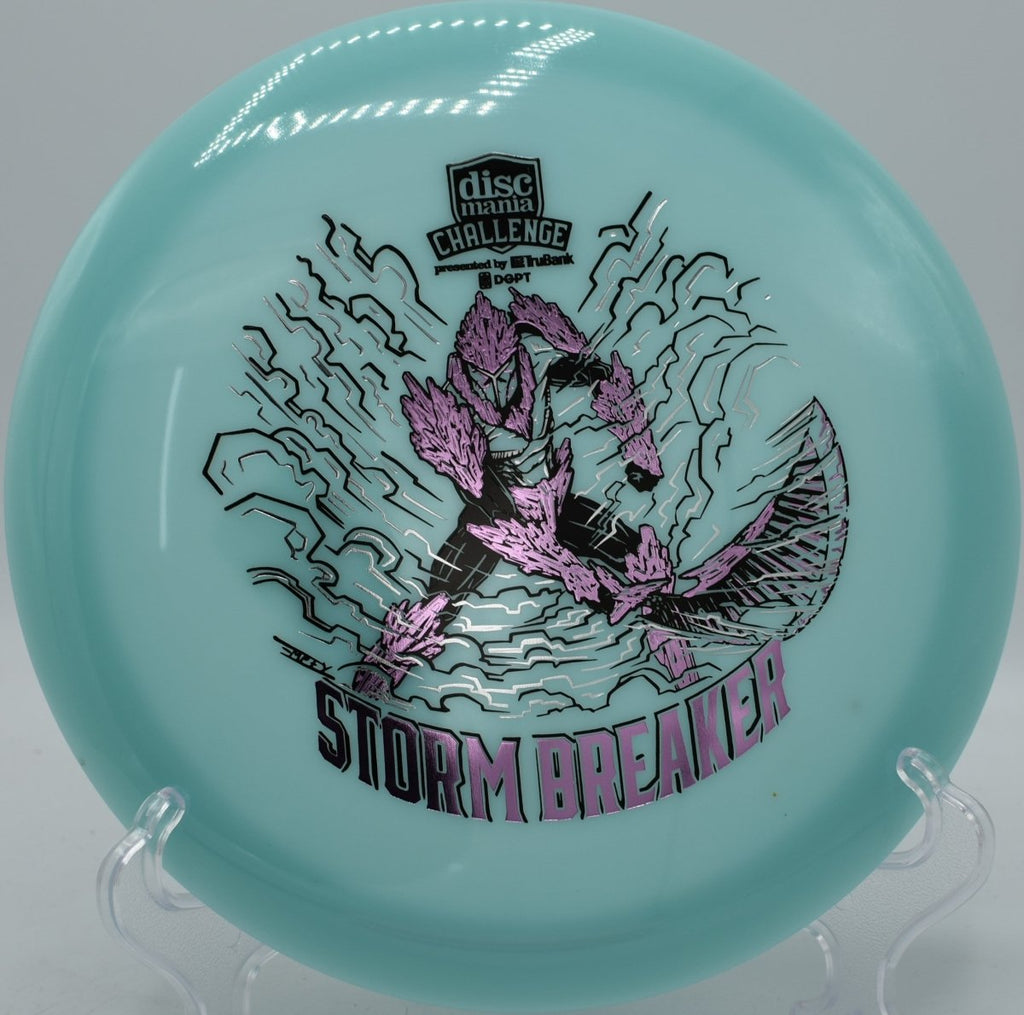 Neo Function Storm Breaker resting on the tee at Eagles Crossing Disc Golf Course in Hawk Point, Missouri, built for rollers and shaping creative lines
