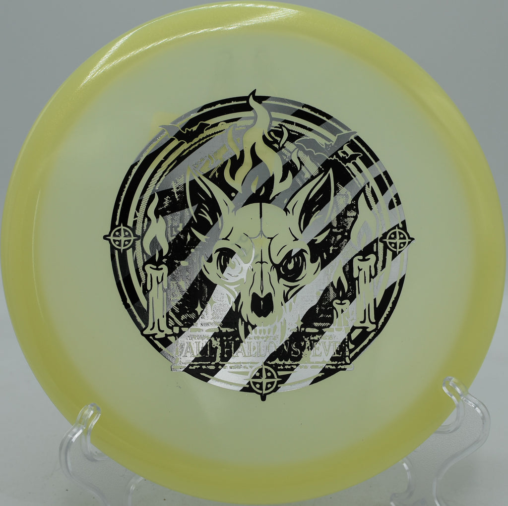 Glow Champion Fox fairway driver carving tight lines at Kaposia Park Disc Golf Course in South St. Paul, Minnesota