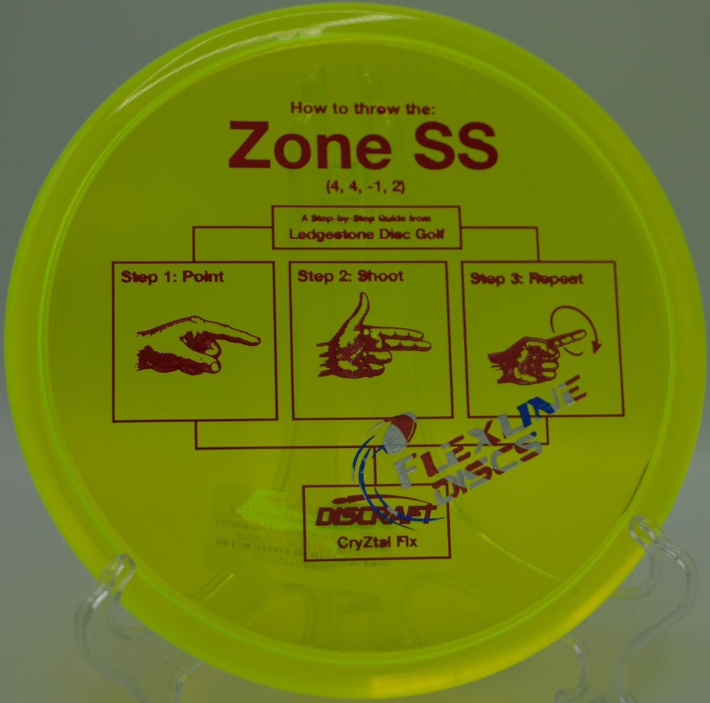 CryZtal FLX Zone SS shaping a straight backhand approach at Farragut State Park Disc Golf Course in Athol, Idaho