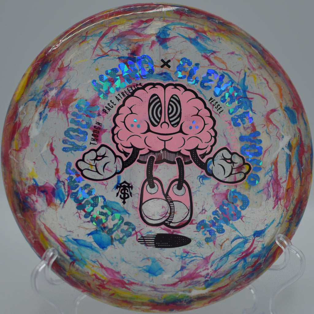 Vex Breaker Vessel ripping down a wooded fairway gap at Cranbury Park Disc Golf Course in Norwalk, Connecticut.