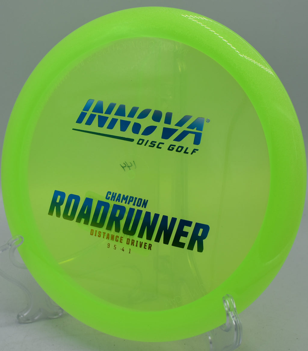 Champion Roadrunner flipping up to flat and soaring down Hole 5 at Spiritwood Disc Golf Course, Hailey, Idaho.

