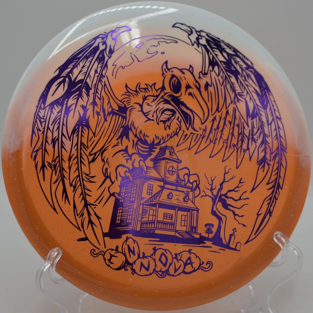 Innova Halloween Duo Roc3 carving a technical forehand line at Harmon Hills Disc Golf Course in Fall Branch, Tennessee.