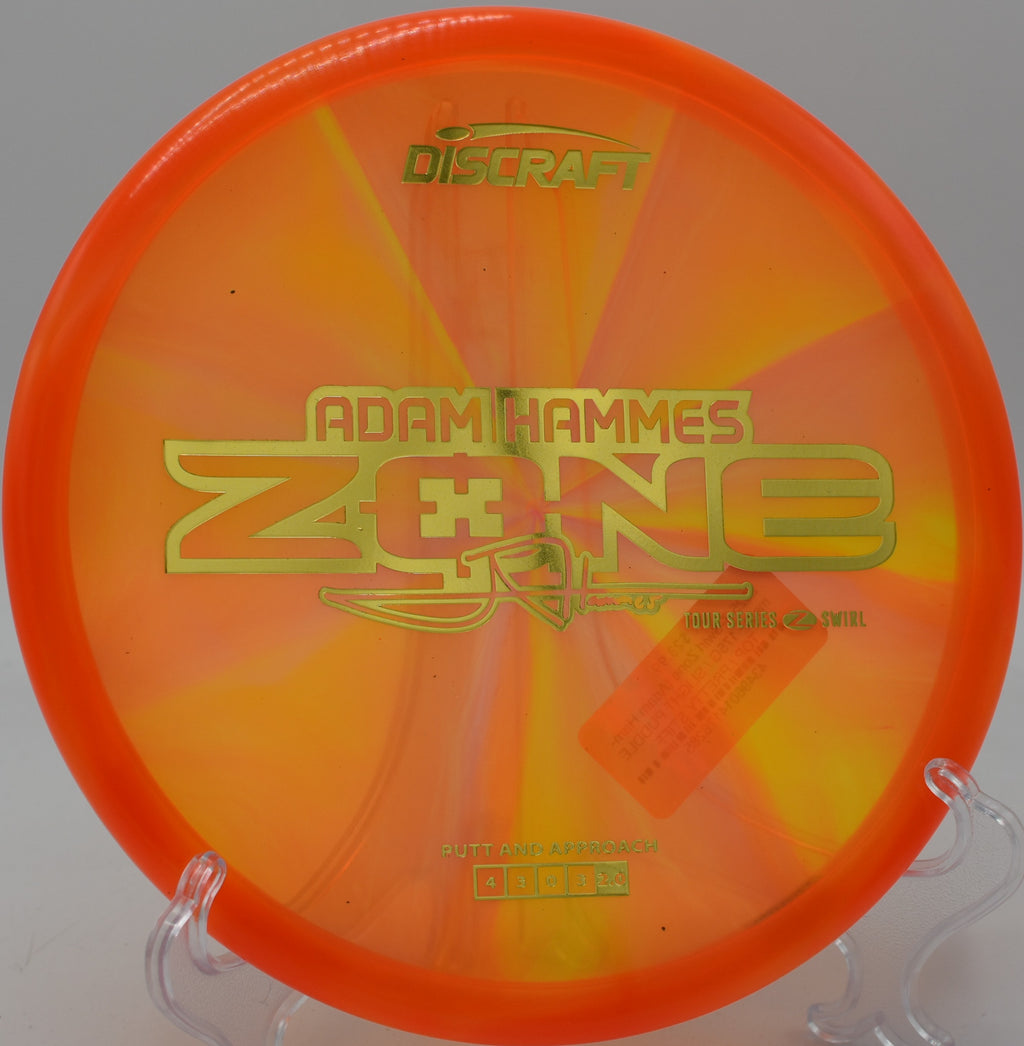 Z Swirl Zone captured mid-skip on gravel at Renny Gold Disc Golf Course in Charlotte, North Carolina.


