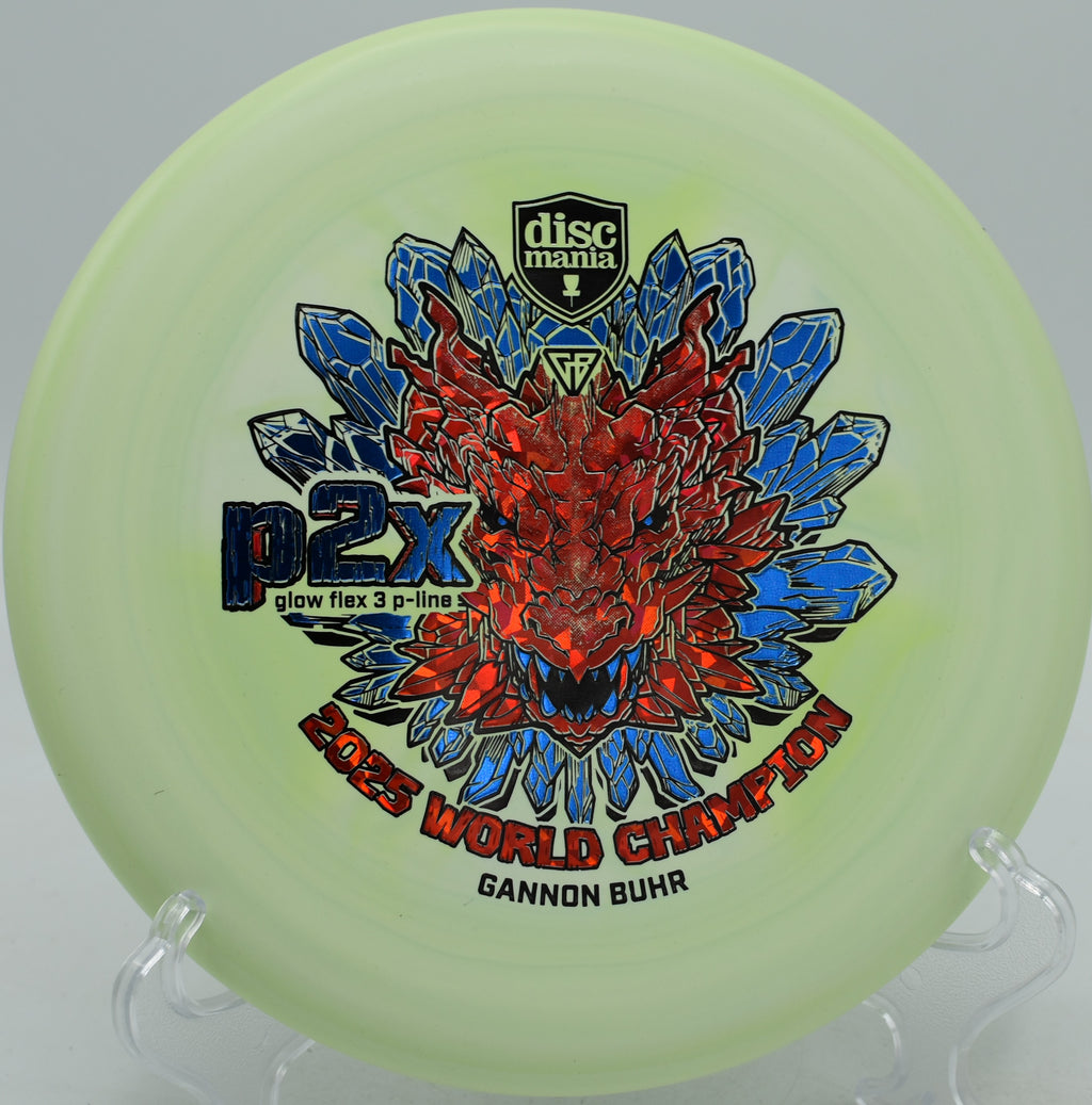 Gannon Buhr Glow Flex 3 P-Line P2x Triumph Series putter trusted for confidence putts at Milo McIver Disc Golf Course in Estacada, Oregon.