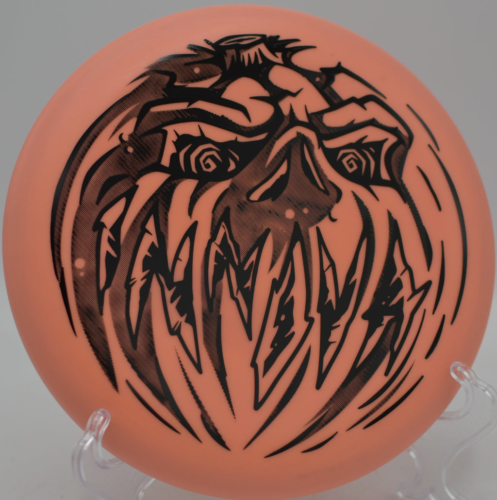 Innova Halloween Nexus Proto Glow Aviar short placement approach at Eagle Ridge Disc Golf Course in Oswego, Illinois.