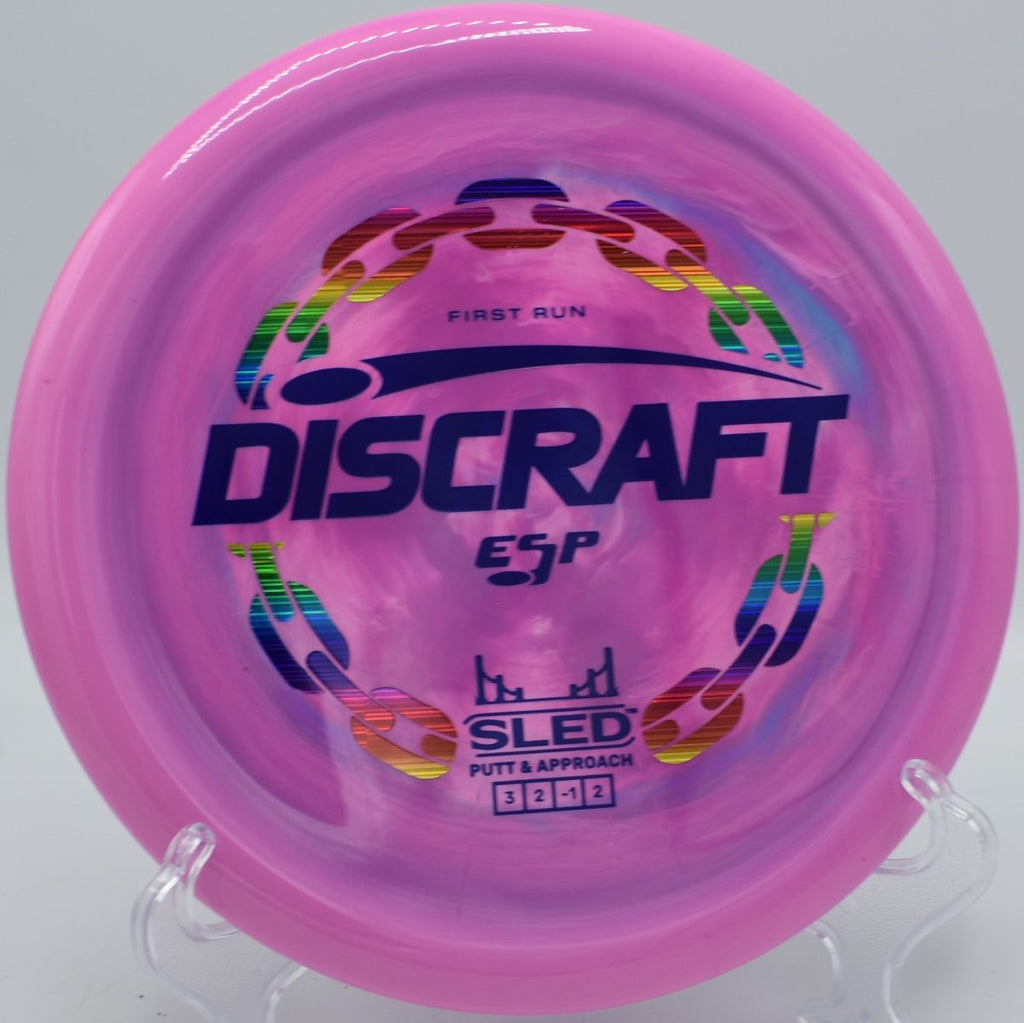 First Run ESP Sled accurate circle one placement shot at Pier Park Disc Golf Course in Portland, Oregon