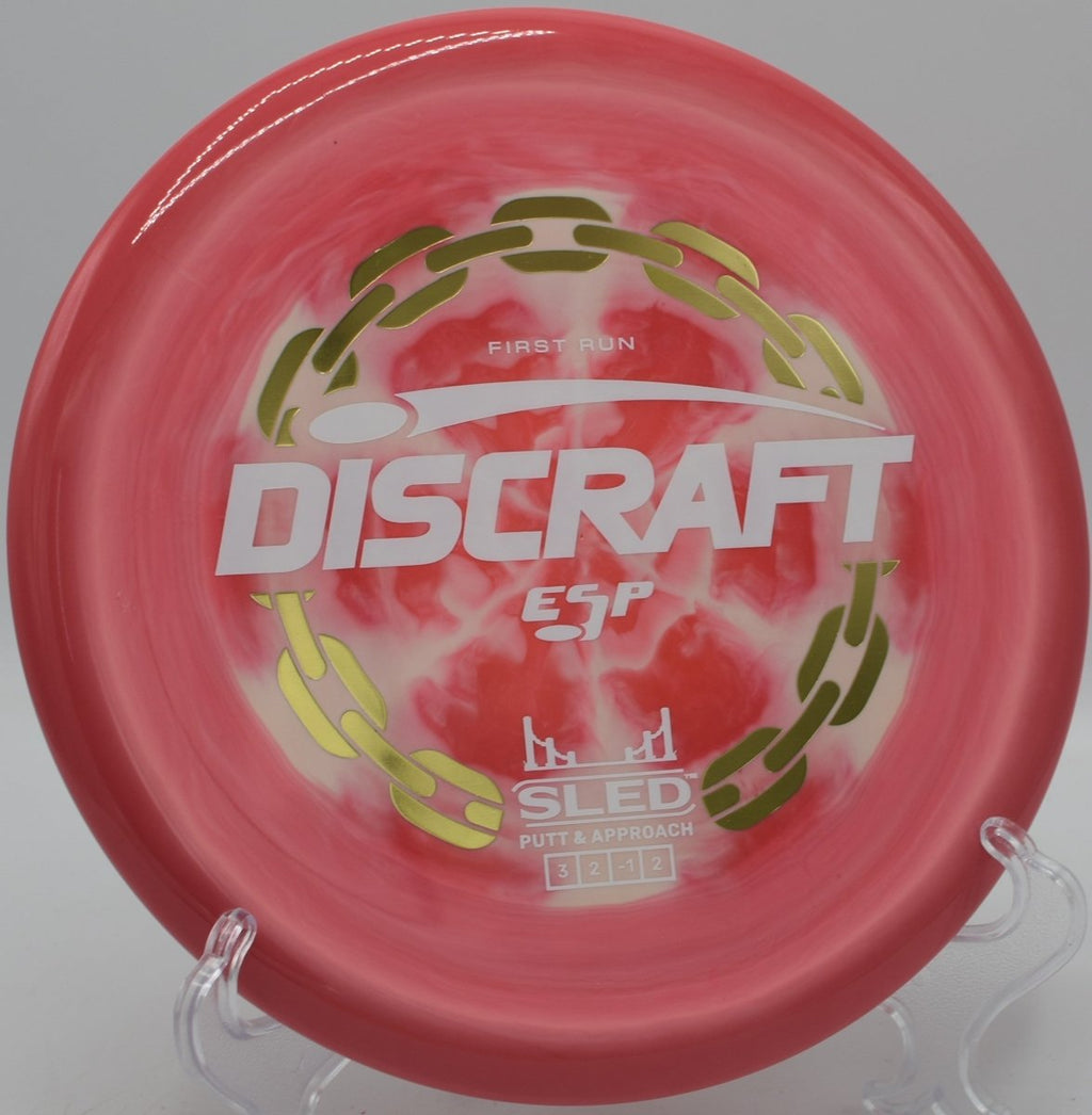 Discraft First Run ESP Sled controlled approach shot at The Rez Disc Golf Course in Brandon, Mississippi