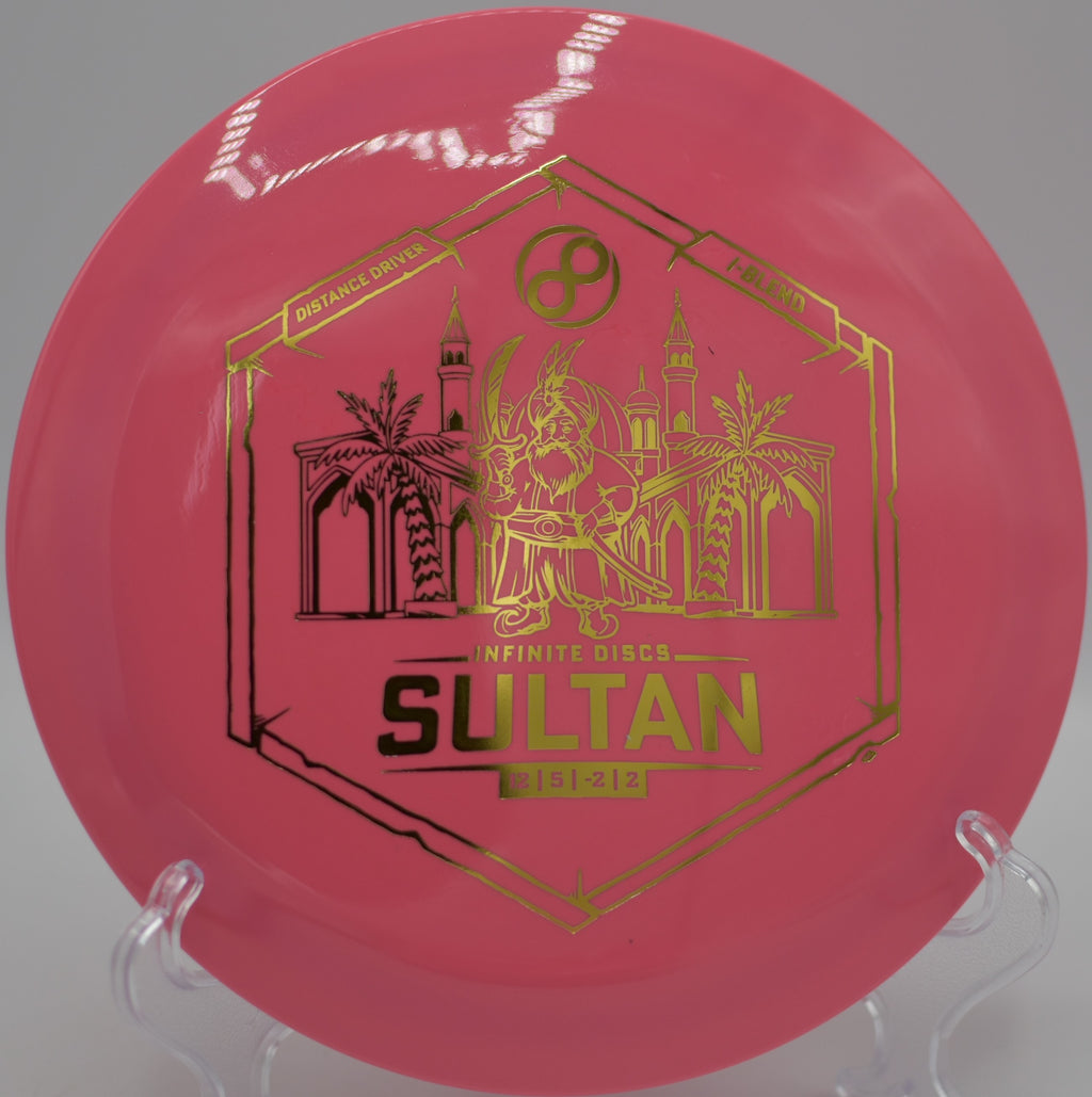 I-Blend Sultan pushing a straight-to-turn distance line at Valley Regional Park DGC in Salt Lake City, UT, riding a long drift before fading soft.